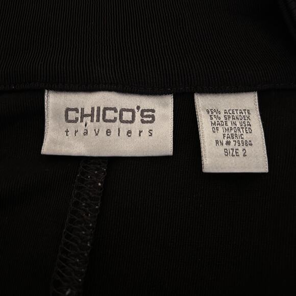 CHICOS Travelers Women’s Full Zip Stretchy Lightweight Black Jacket Sz. 1 (8-10) - Picture 8 of 9